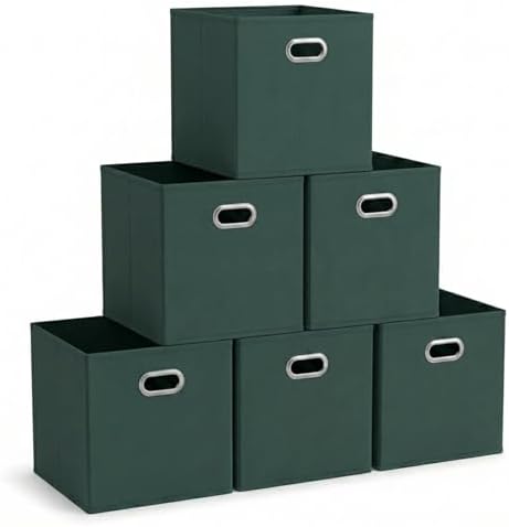 Foldable Fabric Storage Cubes 6-Pack, 11x11x11 Stackable Non-Woven Bi…